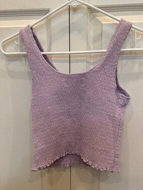 Hollister Lilac Smocked Tank - Stretchy Cropped Tank Top